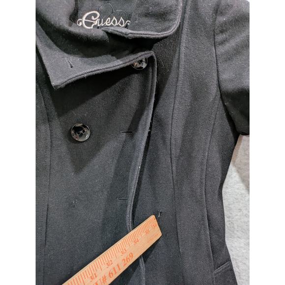 GUESS Wool Blend Coat Women's Small Black Button Front Long Sleeves - Picture 9 of 15